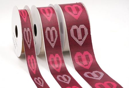 Heißes Pink & Weißes Valentinsherz Jacquardband_AI-KN